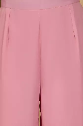 Embroidered  round neck kurta & trousers kurta sets