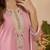 Embroidered round neck kurta & trousers with dupatta