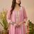 Embroidered round neck kurta & trousers with dupatta