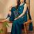Embroidered round neck straight kurta & palazzos with dupatta