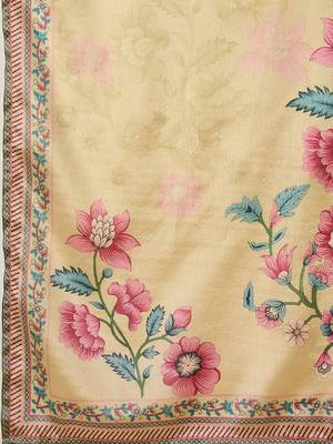 Embroidered round neck kurta & trousers with dupatta 4
