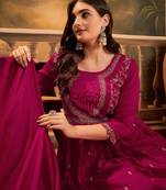 Zari & sequin embroidered a-line kurta & trousers with dupatta