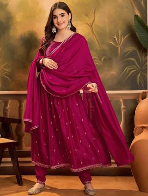 Zari & sequin embroidered a-line kurta & trousers with dupatta 5