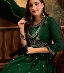 Zari & sequin embroidered a-line kurta & trousers with dupatta