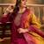 Zari & sequin embroidered a-line kurta & trousers with dupatta
