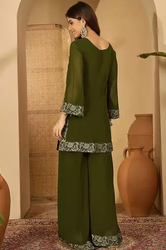 Foil printed straight kurta with palazzos