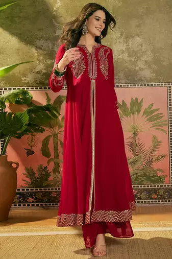 Embroidered a-line kurta with palazzo