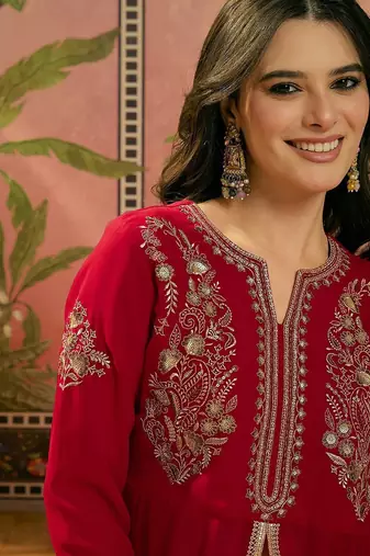 Embroidered a-line kurta with palazzo