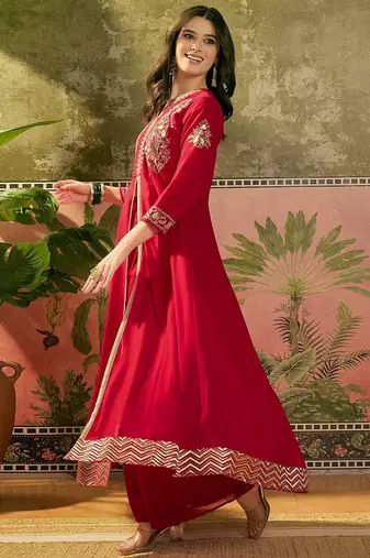 Embroidered a-line kurta with palazzo