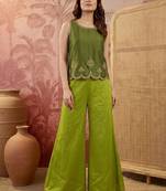 Indie florals embroidered top with palazzos
