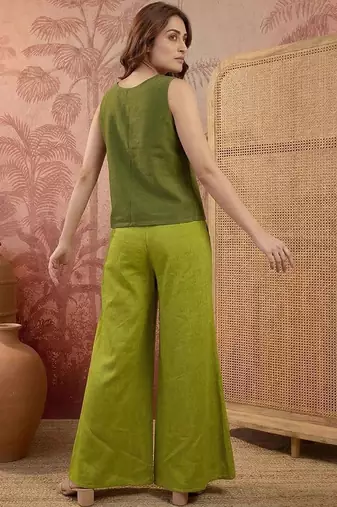 Indie florals embroidered top with palazzos