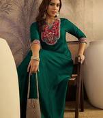 Women floral embroidered sequined thread cording maxi gown ethnic dress
