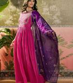 Embroidered fit & flared maxi dresses