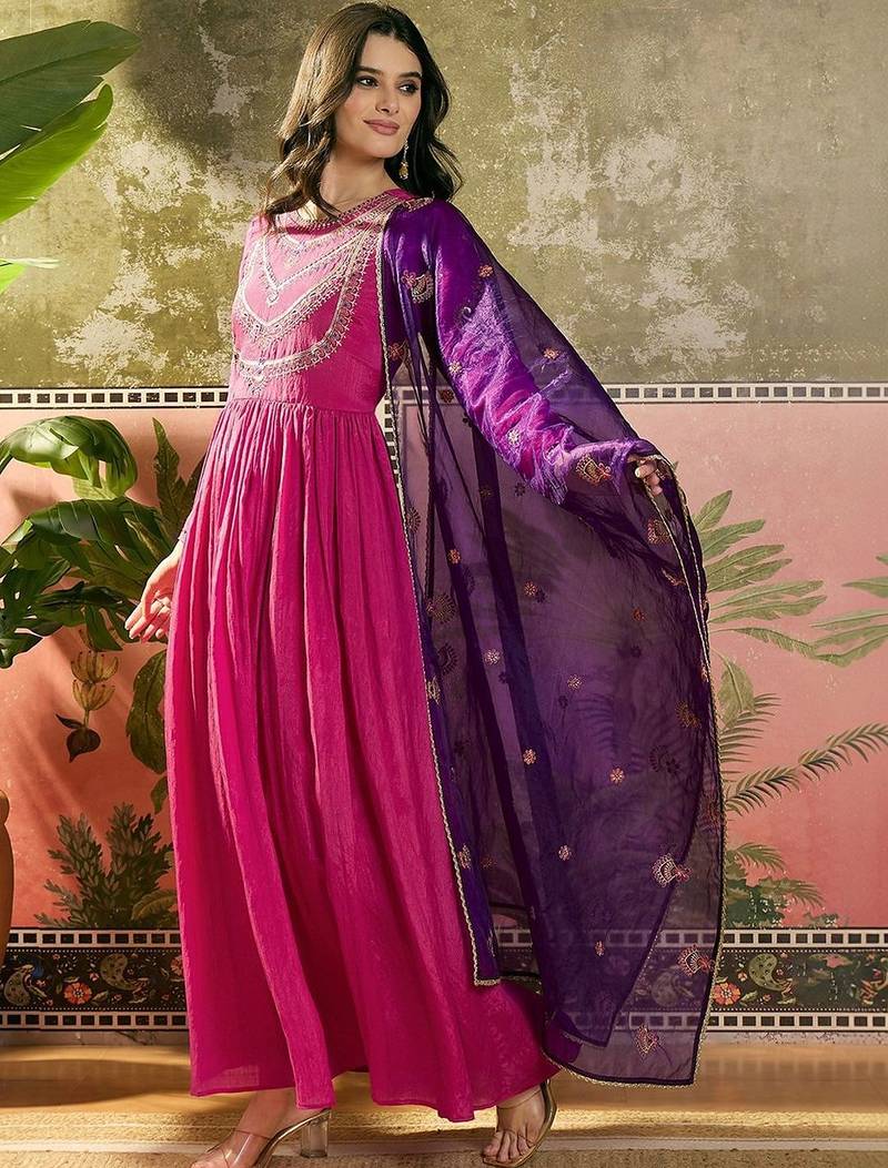 Embroidered fit & flared maxi dresses
