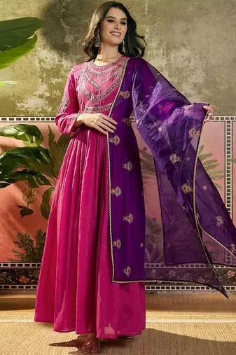Embroidered fit & flared maxi dresses
