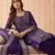 Embroidered round neck kurta & trousers with dupatta