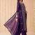 Embroidered round neck kurta & trousers with dupatta