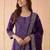 Embroidered round neck kurta & trousers with dupatta