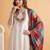 Embroidered notched neck kurta & trousers with dupatta