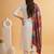 Embroidered notched neck kurta & trousers with dupatta