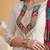 Embroidered notched neck kurta & trousers with dupatta
