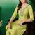 Mustard yellow floral embroidered a-line kurta with trouser & dupatta