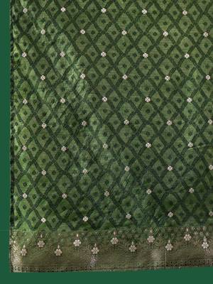 Mustard yellow floral embroidered a-line kurta with trouser & dupatta 4