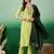 Mustard yellow floral embroidered a-line kurta with trouser & dupatta