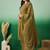 Olive green floral embroidered sequinned straight kurta with trouser & dupatta