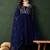 Navy blue ethnic motifs embroidered a-line kurta with trouser & dupatta