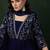 Navy blue ethnic motifs embroidered a-line kurta with trouser & dupatta