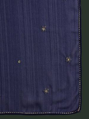 Navy blue ethnic motifs embroidered a-line kurta with trouser & dupatta 4