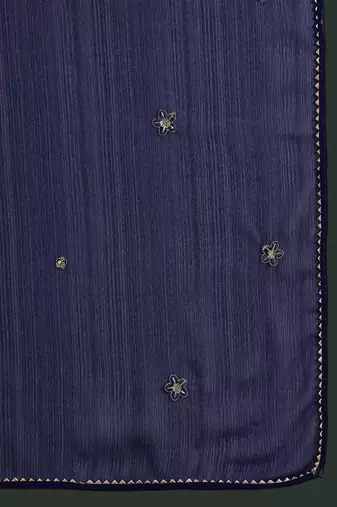 Navy blue ethnic motifs embroidered a-line kurta with trouser & dupatta