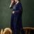 Navy blue ethnic motifs embroidered a-line kurta with trouser & dupatta