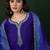 Blue floral embroidered notch neck straight kurta with trouser & dupatta