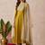 Embroidered round neck a-line kurta & trousers with dupatta