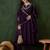 Purple floral embroidered zari kurta with trousers & dupatta