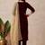 Embroidered velvet round neck kurta & trousers with dupatta