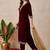 Embroidered velvet round neck kurta & trousers with dupatta