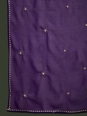 Purple floral embroidered regular sequinned georgette kurta & trouser with dupatta 4