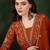 Orange floral embroidered regular sequinned georgette kurta & trouser with dupatta