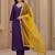 Embroidered v-neck kurta & trousers kurta set