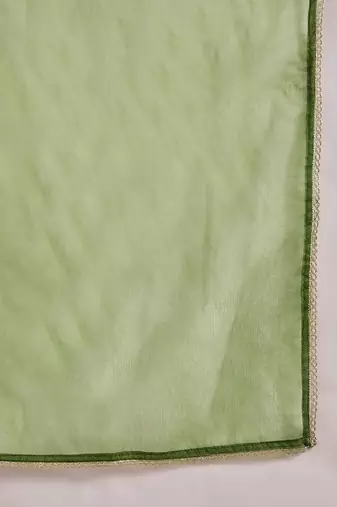 Women embroidered straight kurta with trousers & dupatta