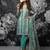 Green pure cotton lilan shimmer printed suit set with handwork