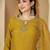 Ethnic motifs embroidered thread work chinon kurta with trousers & dupatta