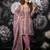 Pink pure cotton lilan shimmer printed suit set with handwork
