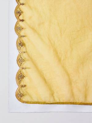 Ethnic motifs embroidered thread work chinon kurta with trousers & dupatta 4
