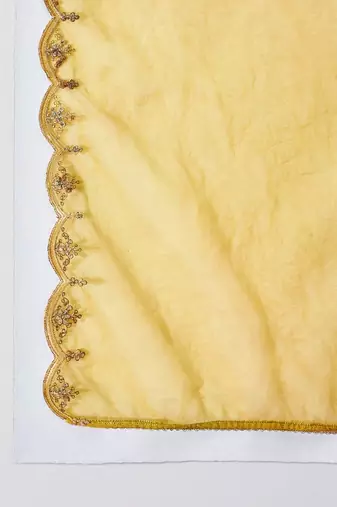 Ethnic motifs embroidered thread work chinon kurta with trousers & dupatta