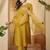 Ethnic motifs embroidered thread work chinon kurta with trousers & dupatta
