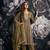 Olive pure cotton lilan shimmer printed suit set with handwork